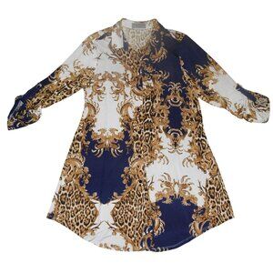 M.C. MC Davidian France Swarovski Crystal Buttons Blouse Women's Large